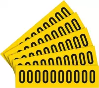 Cijfer sticker 0-9 - zelfklevende folie met laminaat - 5 x 10 stuks - geel zwart Cijfer 4 teksthoogte 30 mm