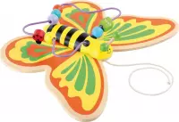 Houten speelgoed - kralenspiraal - Trek figuur en kralenspiraal - vlinder - Hout speelgoed vanaf 1 jaar