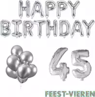 45 jaar Verjaardag Versiering Ballon Pakket Zilver