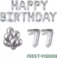 77 jaar Verjaardag Versiering Ballon Pakket Zilver