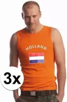 3x Koningsdag heren singlet shirts oranje maat L