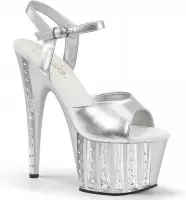 Pleaser Sandaal met enkelband, Paaldans schoenen -36 Shoes- ADORE-709VLRS Paaldans schoenen Zilverkleurig