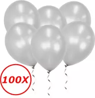 Zilveren Ballonnen Feestversiering Verjaardag 100st Metallic Zilver Ballon