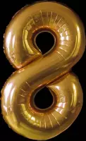 Ballon – Folie ballonnen cijfers – Verjaardags ballon – Cijfer 8 – Goud - 97cm – 1 stuk