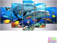 Diamond Painting "JobaStores®" Dolfijnen 5 luiks - volledig - 100x55cm