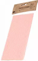 96x Papieren drinkrietjes/cocktailrietjes roze 19 cm - Keukenbenodigdheden - Horeca - Feestartikelen - Milieuvriendelijk/ecologisch - Drinkrietjes - Cocktailrietjes