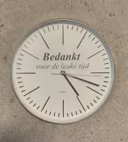 Klok grijs / zilver bedankt voor de leuke tijd | Juf & Meester