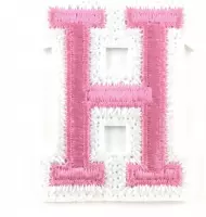 Alfabet Strijk Letter Embleem Patches Roze Wit Letter H / 3.5 cm / 4.5 cm