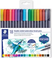 Dubbele Brush pen met penseelpunt - set 18 st