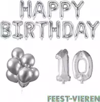 10 jaar Verjaardag Versiering Ballon Pakket Zilver
