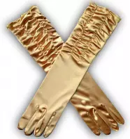 Goudkleurige Lange satijnen Gala handschoenen - Shine