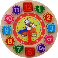 Houten puzzel klok - Leren klok kijken - Leerklok - Zebra - Duurzaam - 17 x 17 cm - Educatief speelgoed