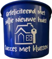 Cadeau Emmer - Gefeliciteerd Met jullie nieuwe Huis - 12 liter - blauw - cadeau - geschenk - gift - kado - housewarming