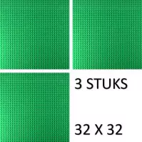 MHT - Bouwplaat geschikt voor LEGO - 3 stuks - Groen - Bouwplaten set - 32x32 noppen