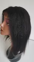 Braziliaanse Remy pruik - 14 inch kinky steil menselijke haren  - 4x4 lace closure pruik
