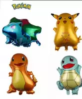 Pokémon - 4x folie ballonnen - Bulbasaur, Pikachu, Charmander, Squirtle (kawaii, animé, manga)