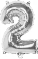 Boland - Folieballon cijfer (66 cm) 2 - Zilver - Cijfer ballon