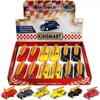 KINSMART VW KEVER CLASSICAL + PRINT & SURFBOARD 1967 12st. in tray  p/st. €  6 colors schaalmodel 4,5"