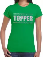 Groen Topper shirt in zilveren glitter letters dames - Toppers dresscode kleding L
