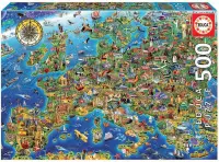 Legpuzzel - 500 stukjes - Grappige Landkaart van Europa - Educa puzzel