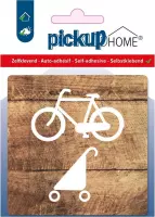 Pickup fiets buggystalling hout - 90x90 mm Pictogram Route Acryl