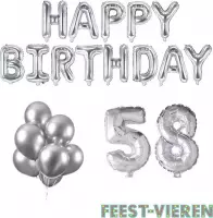 58 jaar Verjaardag Versiering Ballon Pakket Zilver