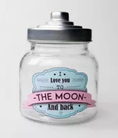 Snoeppot - I love you to the moon and back - Gevuld met verse dropmix - In cadeauverpakking