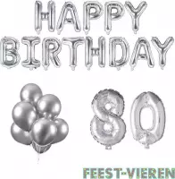 80 jaar Verjaardag Versiering Ballon Pakket Zilver