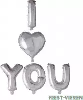 Folieballon Letters I  You 41cm Zilver | Valentijn verrassing | Valentijn Kado