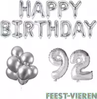 92 jaar Verjaardag Versiering Ballon Pakket Zilver