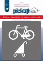 Pickup fiets buggystalling grijs - 90x90 mm Pictogram Route Acryl