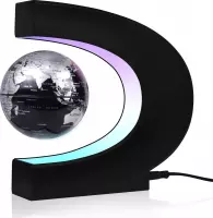 zwevende wereldbol - ZINAPS Floating globe, automatic 360 degree rotation, globe illuminated, high-end gift for men and children, decoration for offices, bedrooms and living rooms, black.