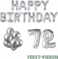 72 jaar Verjaardag Versiering Ballon Pakket Zilver