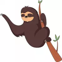 Luiaard Stickers - Zwaaiende Luiaard Hangend van een Tak - Sloth Sticker - Schattige Dieren - Luiaards - Journaling - Bullet Journal - Scrapbooking - Leuke Stickers - Laptop Sticke