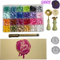 MyLoveSeals 600 stuks set - 24 kleuren Was Zegels - Wax Stempel  "Roos" - Goud Stift - Bekend Van TikTok - Valentijn Cadeautje Voor Haar - Valentijn