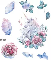 Temporary tattoo | tijdelijke tattoo | fake tattoo | rozen - eenhoorn - unicorn | 105 x 120 mm