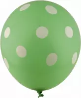 Groene ballonnen met witte stippen 30 cm 5st