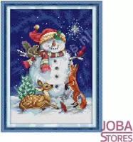 Borduur Pakket "JobaStores®" Sneeuwpop 14CT voorbedrukt (21x30cm)