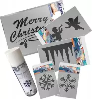 Kerst Raamdecoratie Pakket - 5 sjablonen + 1 sneeuwspray