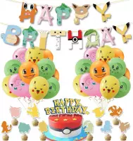 36-delige verjaardagset van Pokemon  - Pokemon versiering - Pokemon verjaardag - Pokemon - Pokemon decoratie - Pokemon  slinger - Pokemon  feestje - Pokemon ballonnen