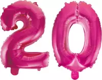 Folieballon 20 jaar roze 41cm