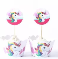 12 stuks cupcake omslagen unicorn + toppers