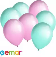 30 ballonnen Mintgroen en Roze (Ook geschikt voor Helium)