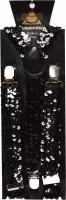 Partychimp Bretels Pailletten Zwart voor bij Carnavalskleding Heren Carnaval Accessoires - 2,5 cm breed - Elastaan - One-Size