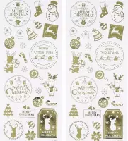 Kerst stickervel met 52 gouden kerstmis stickers - Kerstdecoratie/kerstversiering