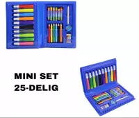 Mini Tekenset - 25-delig - Kinderen - Tekenen - Tekenpakket-Kleurpotloden-Viltstiften-Pastel