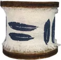 Textiel Decoratie lint - Veren - Textiel - Wit / Blauw - 4cm x 3m - Set van 2 - Textiel - Hobbylint - Jute Decolint - 3 meter
