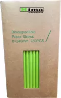 Papieren rietjes 8x240mm groen, verpakt per 250 stuks in dispenser