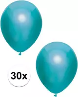 30x Petrol blauwe metallic ballonnen 30 cm - Feestversiering/decoratie ballonnen petrol blauw