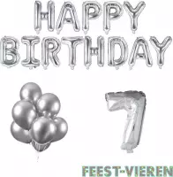 7 jaar Verjaardag Versiering Ballon Pakket Zilver